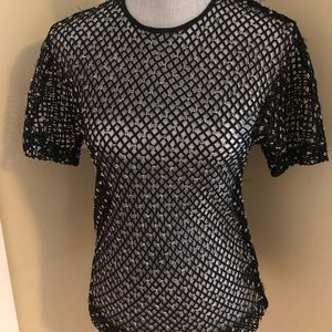 Club Monaco beaded mesh top